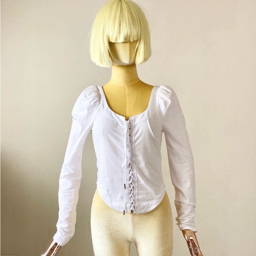 Free People White Long Sleeve Top SZ S